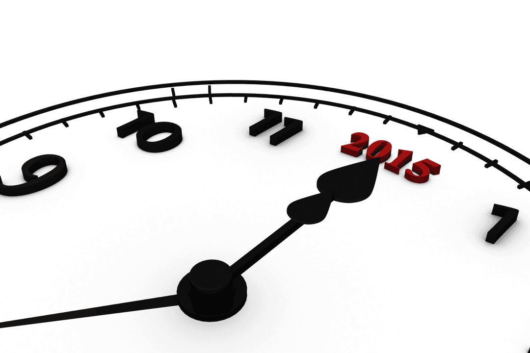 Transparent Clock Illustration Pointing to 2015 in Vector Style