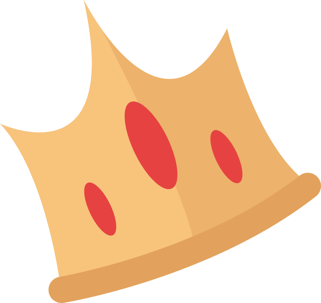 Stylized Royal Crown with Red Gems on Transparent Background