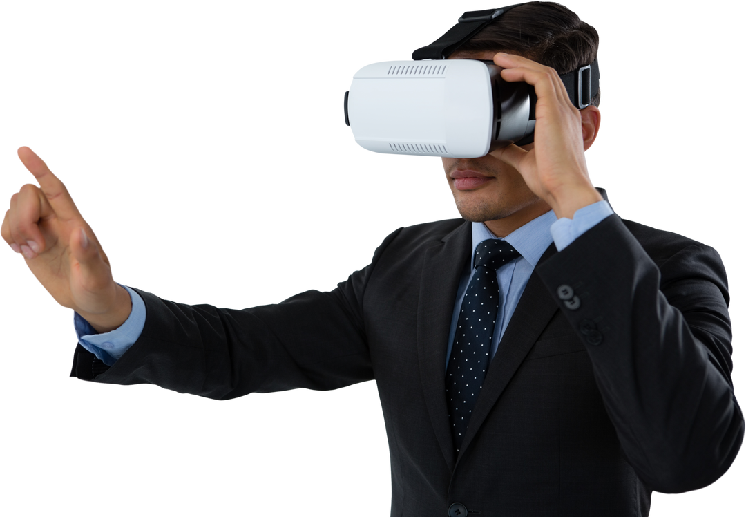 Transparent Businessman Using VR Glasses in Suit and Tie - Download Free Stock Images Pikwizard.com