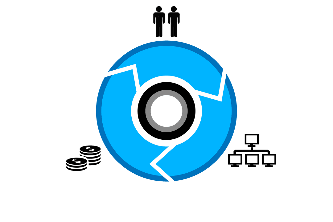 Broken Circular Diagram with People Silhouette on Transparent Background