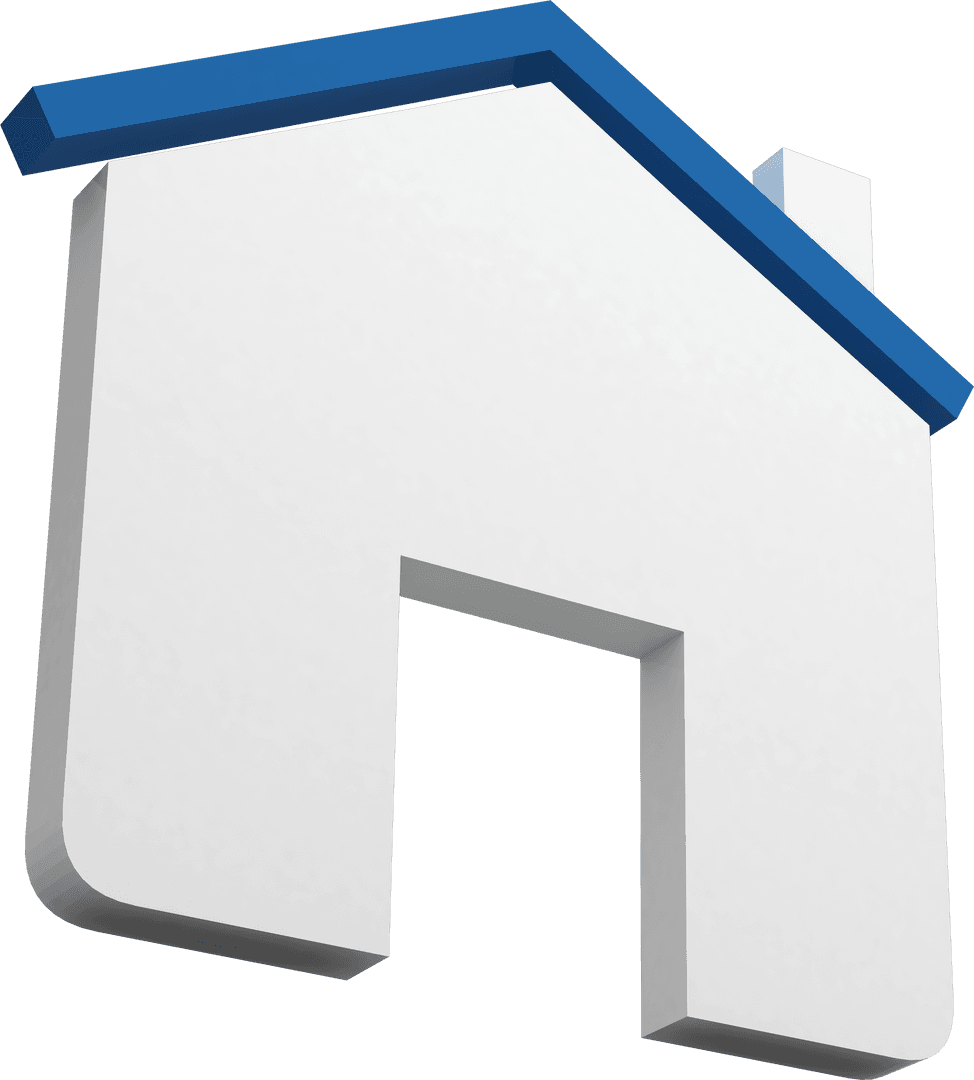 White Transparent Home Icon with Blue Roof
