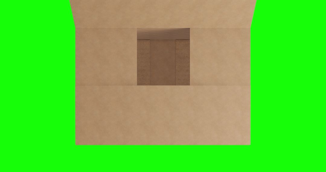 Open Cardboard Box on Green Screen Background