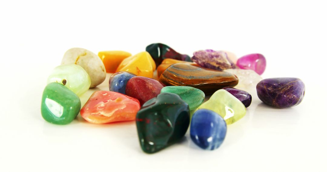 Colorful Gemstones and Semi-Precious Stones on White Background - Free Images, Stock Photos and Pictures on Pikwizard.com