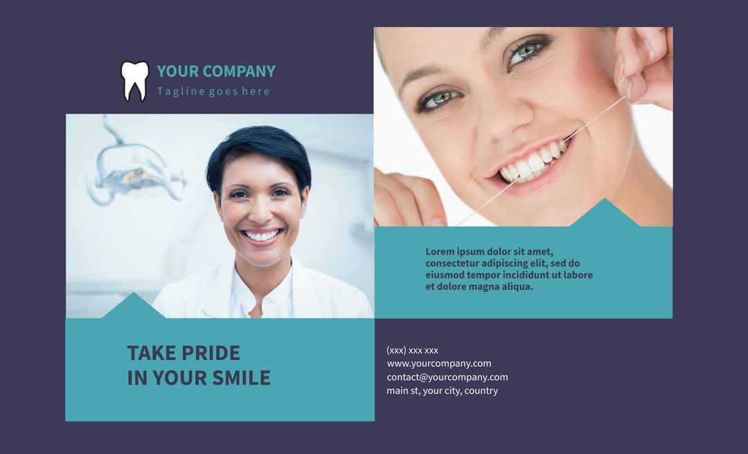 Dental Clinic Promotional Template Featuring Smiling Woman