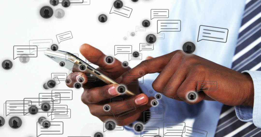 Professional Engaging with Digital Communication on Smartphone