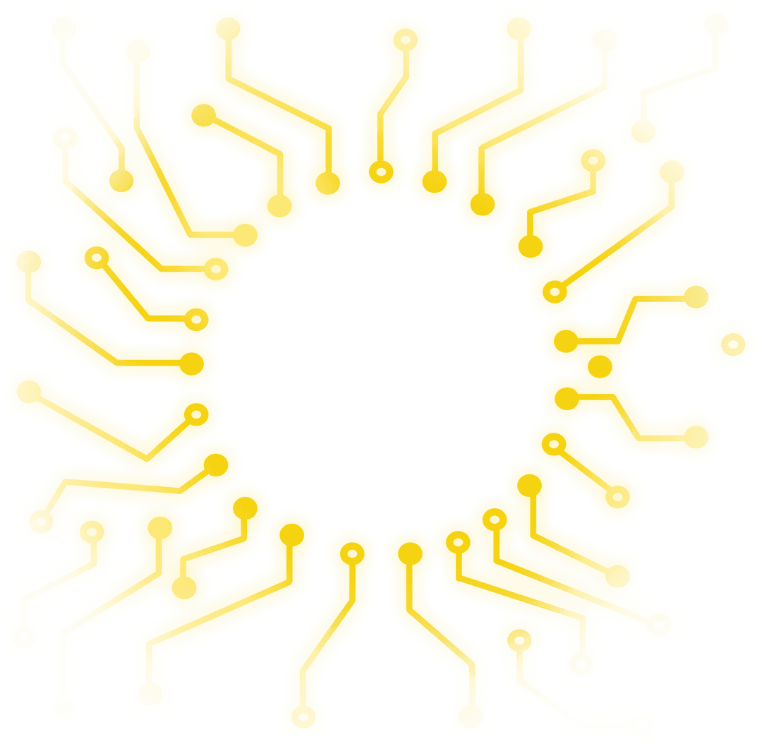 Yellow Abstract Sun-like Digital Pattern on Transparent Background