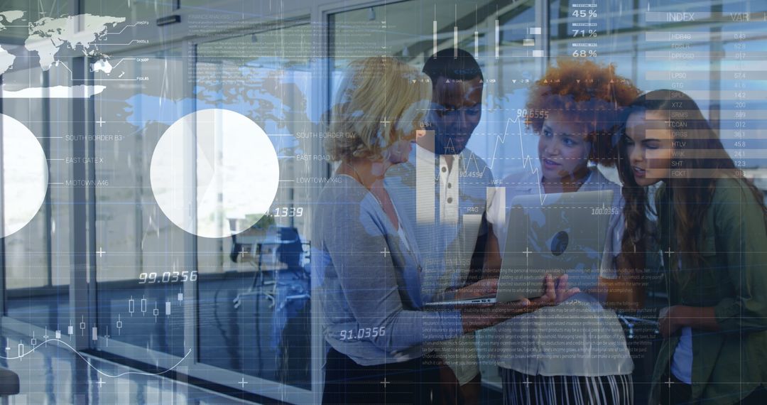 Diverse Business Team Discussing Data in Corporate Office