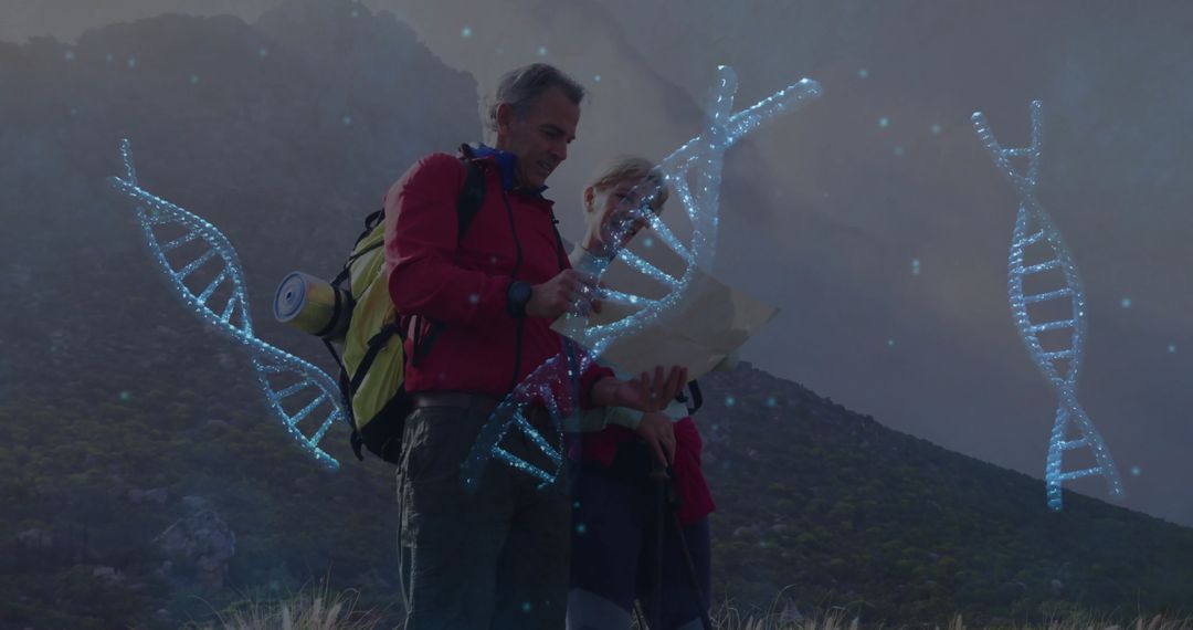 Adventurous Hikers Discovering Genetic Pathways in Mountain Wilderness