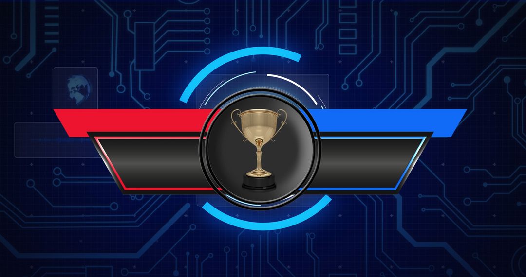High-Tech Digital Trophy Illustration with Futuristic Design