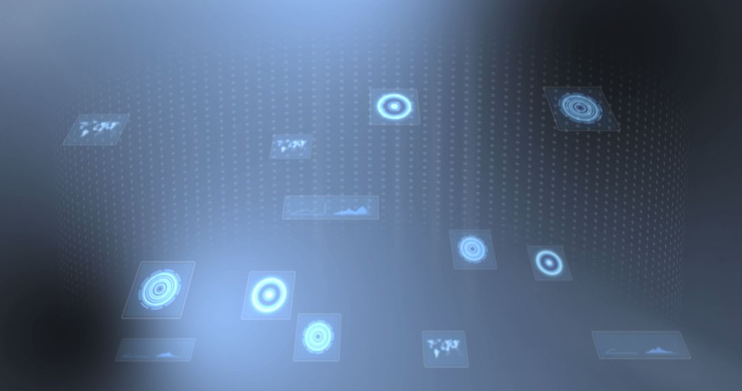 Digital Interface with Data Graphics on Blue Background