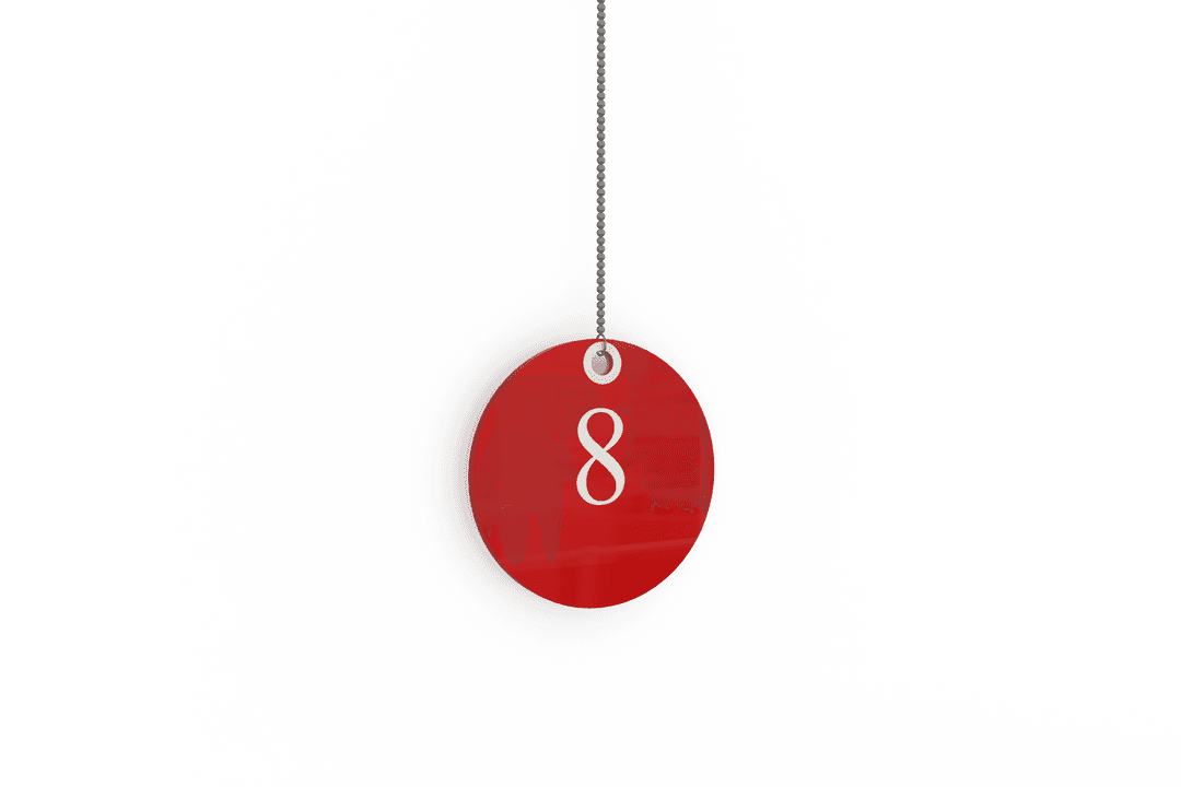 Digital Number Eight on Red Disc Transparent Background