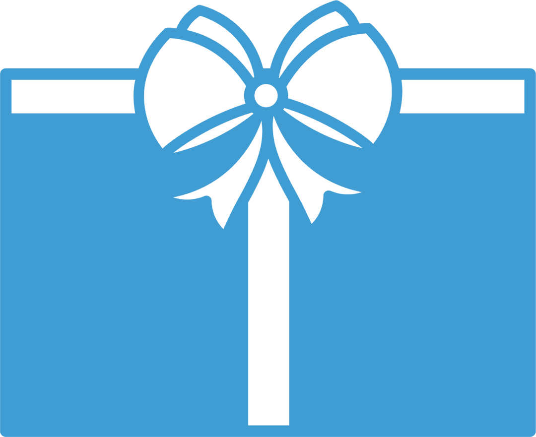 Blue Gift Box with Bow on Transparent Background