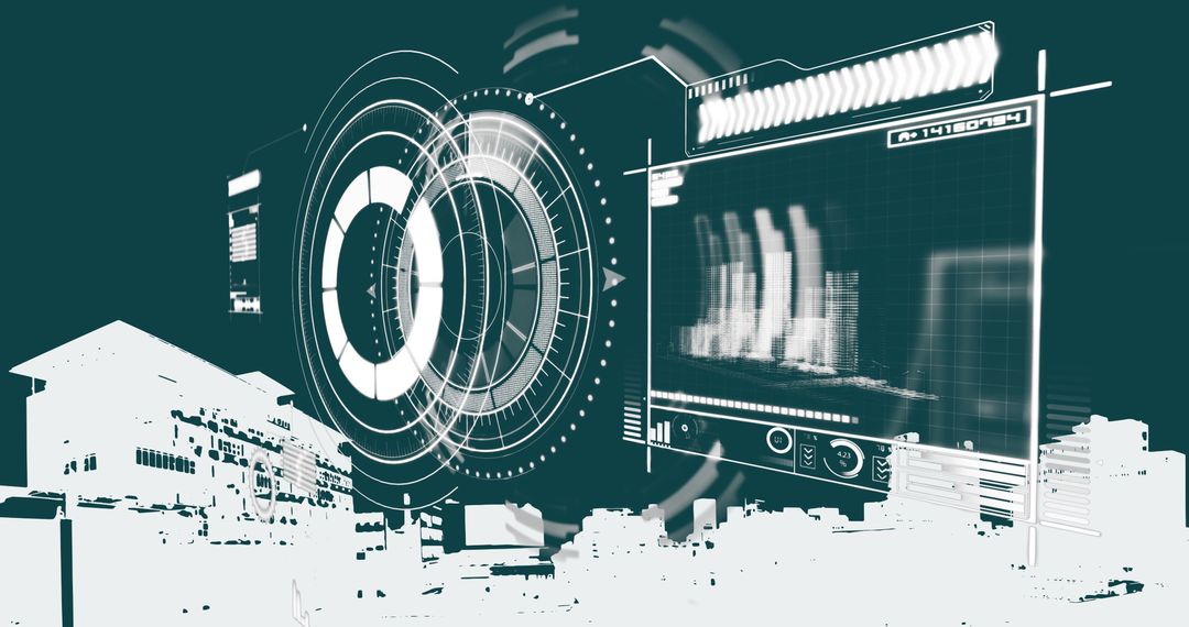 Digital Interface with Financial Data and Scanning over Cityscape