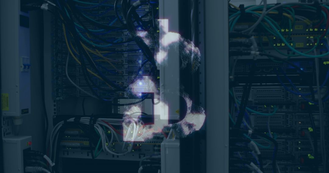 Bitcoin Symbol Glowing in Modern Server Room