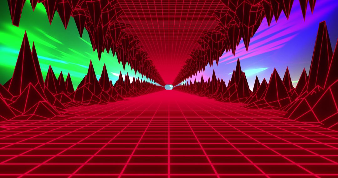 Futuristic Metaverse Grid with Dynamic Light Trails