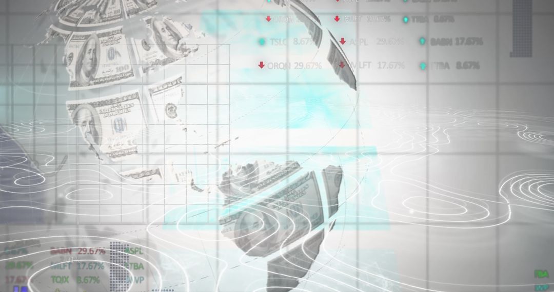 World of Finance Comprised of Dollar Bills and Data