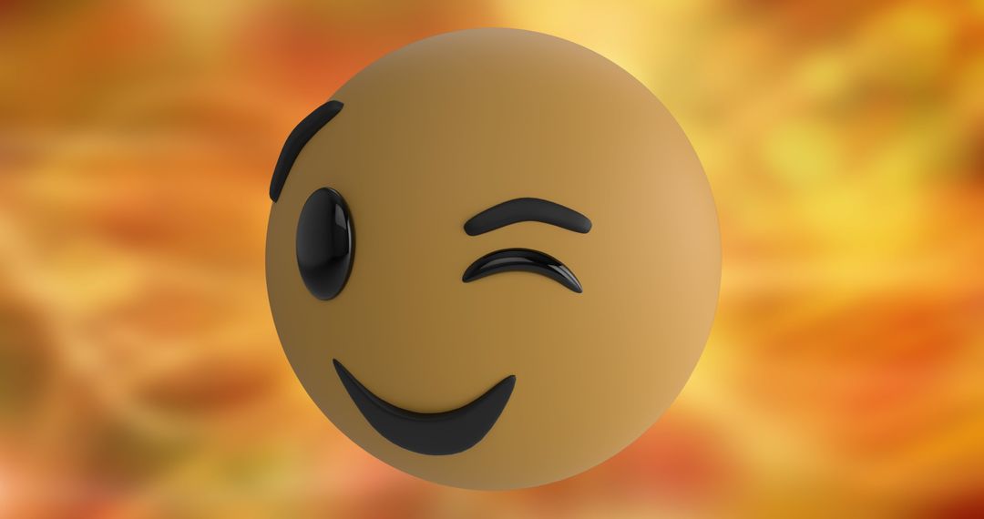 3D Winking Emoji Icon with Vibrant Background