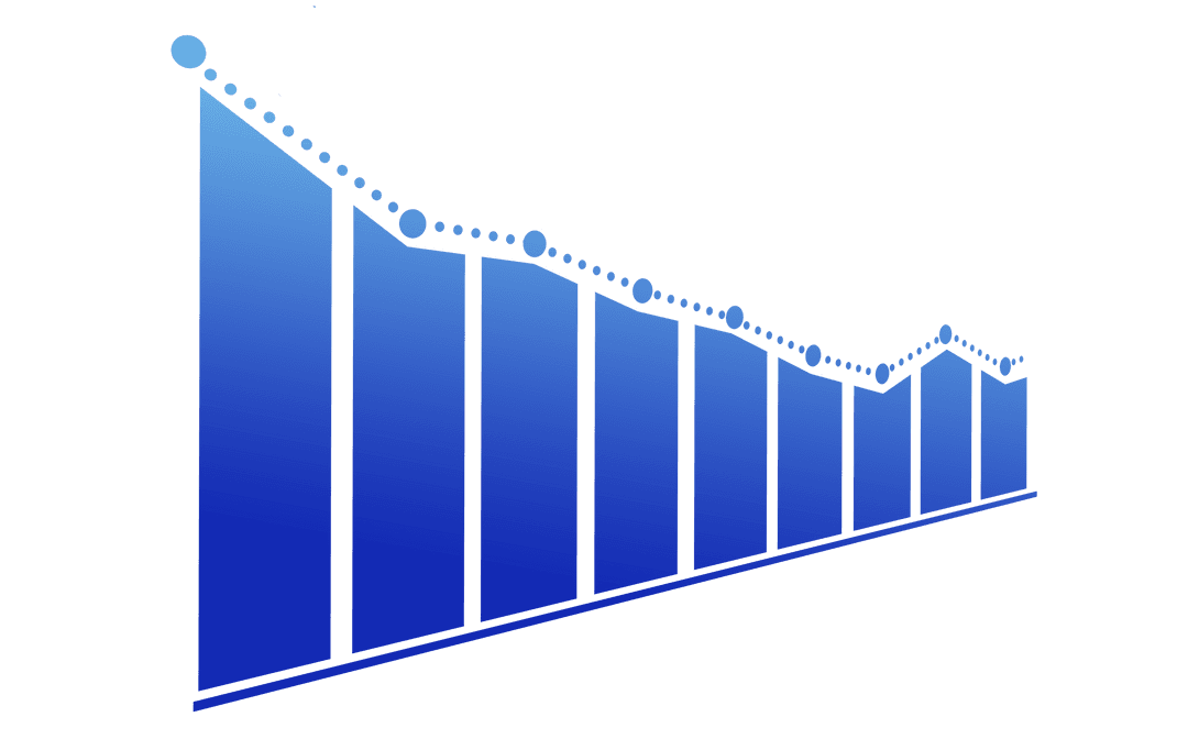 Abstract Blue Bar Graph on Transparent Background