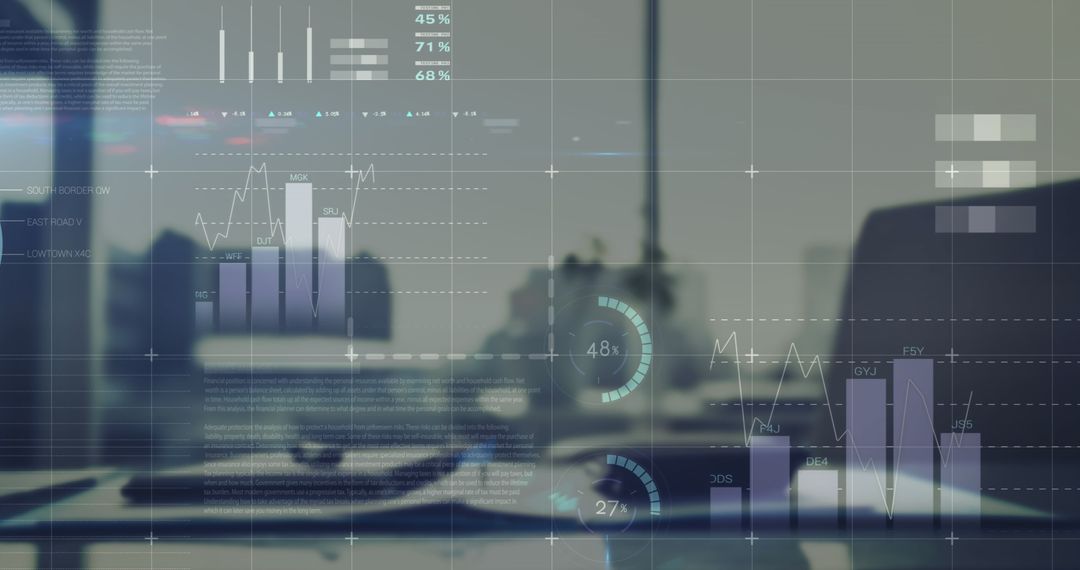 Business Analytics and Data Visualization on Office Desk