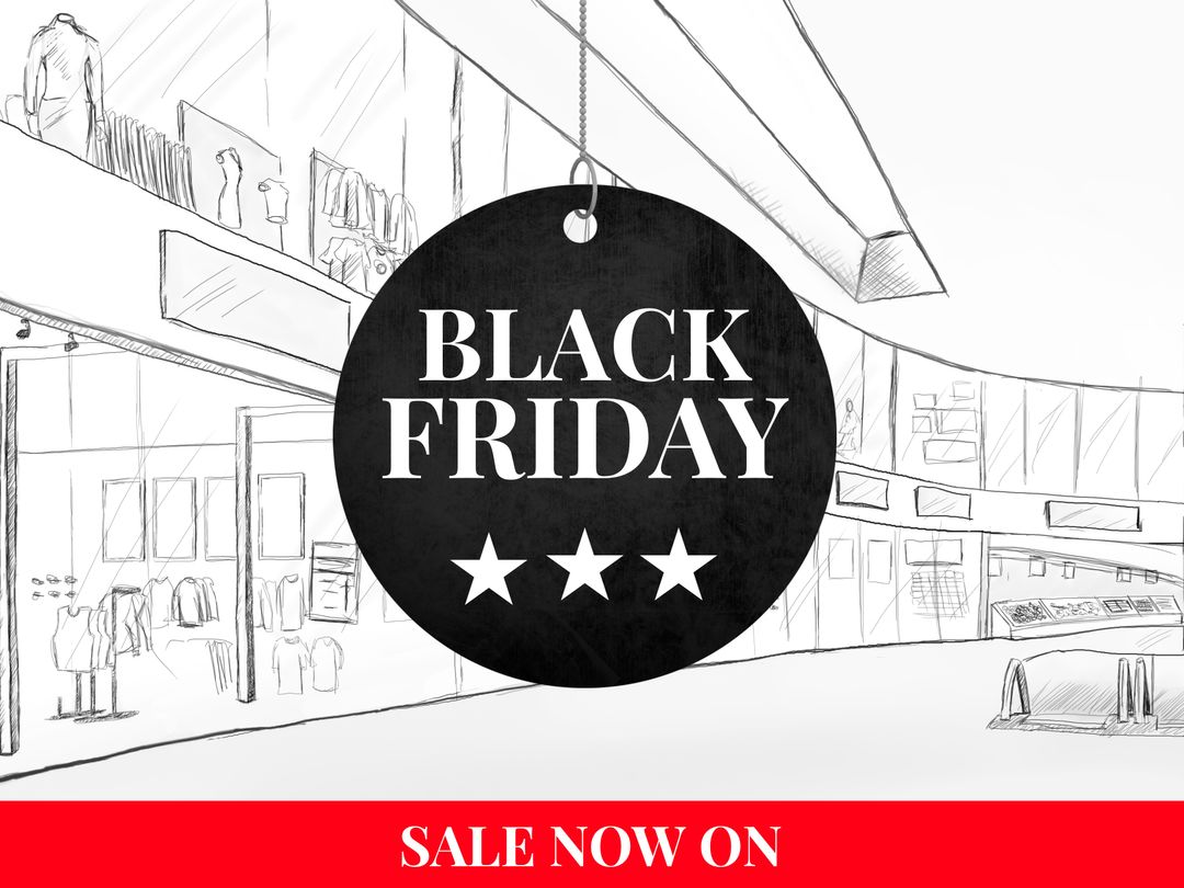 Black Friday Sale Sign in Sketchy Retail Environment