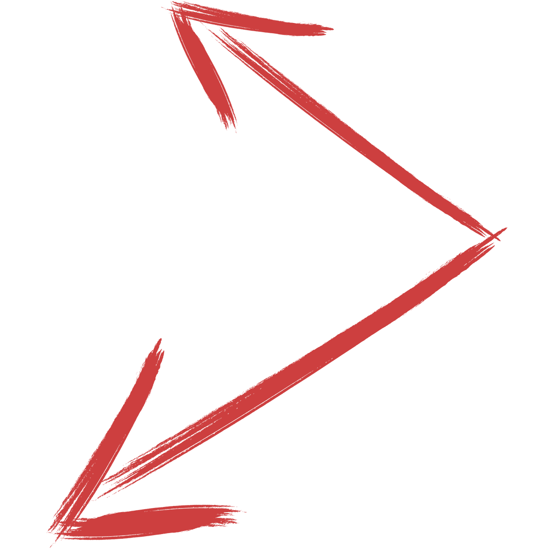 Red Hand-Drawn Arrows on Transparent Background