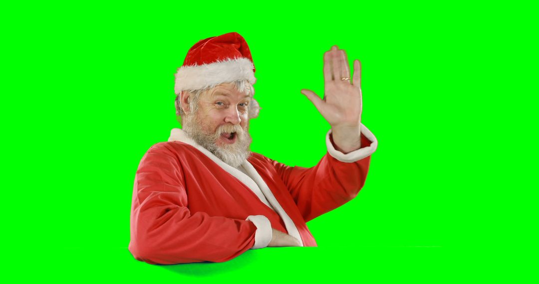 Santa Claus Waving against Green Chroma Key Background - Free Images, Stock Photos and Pictures on Pikwizard.com