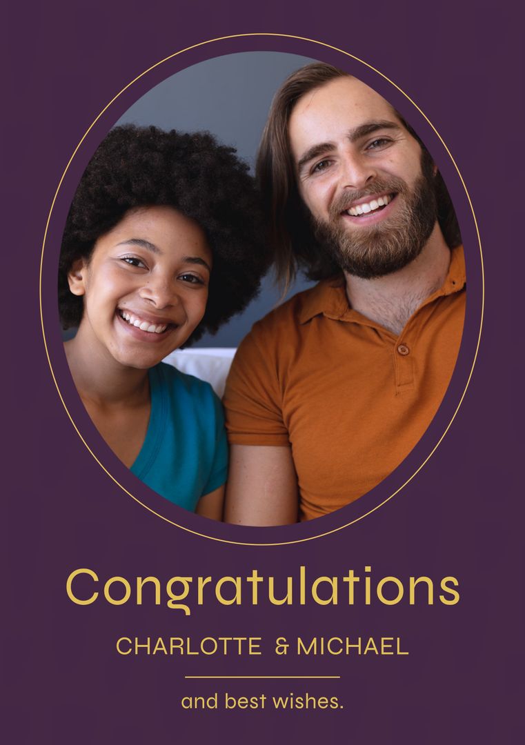 Smiling Couple for Customizable Congratulations Card Design
