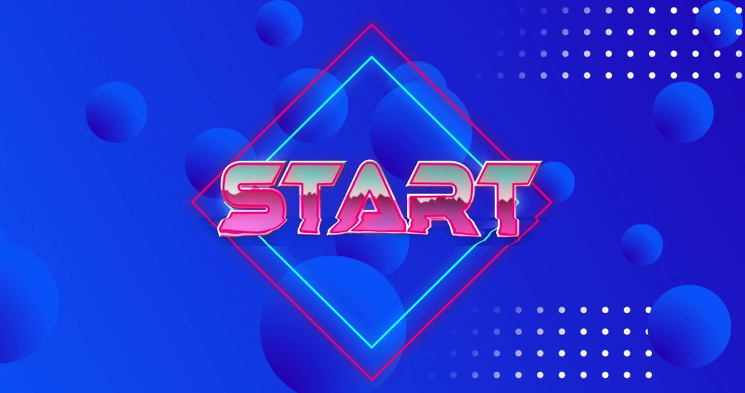 Retro Start Text with Futuristic Digital Interface