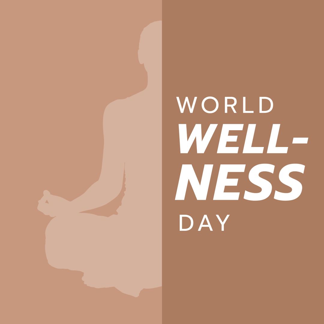 World Wellness Day Graphic with Meditating Woman Silhouette - Download Free Stock Templates Pikwizard.com