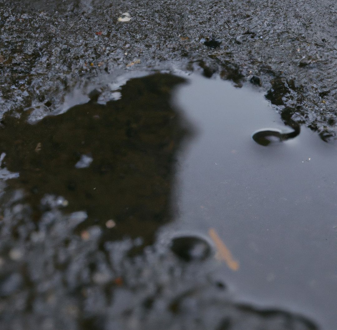 Image of close up of rain puddle with reflection and mud surround - Free Images, Stock Photos and Pictures on Pikwizard.com