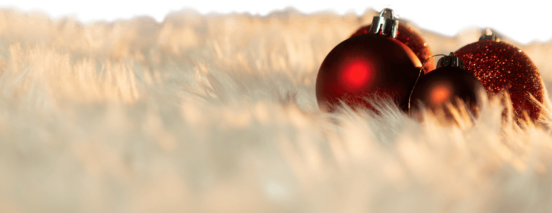 Transparent Background of Red Christmas Ornaments on White Carpet