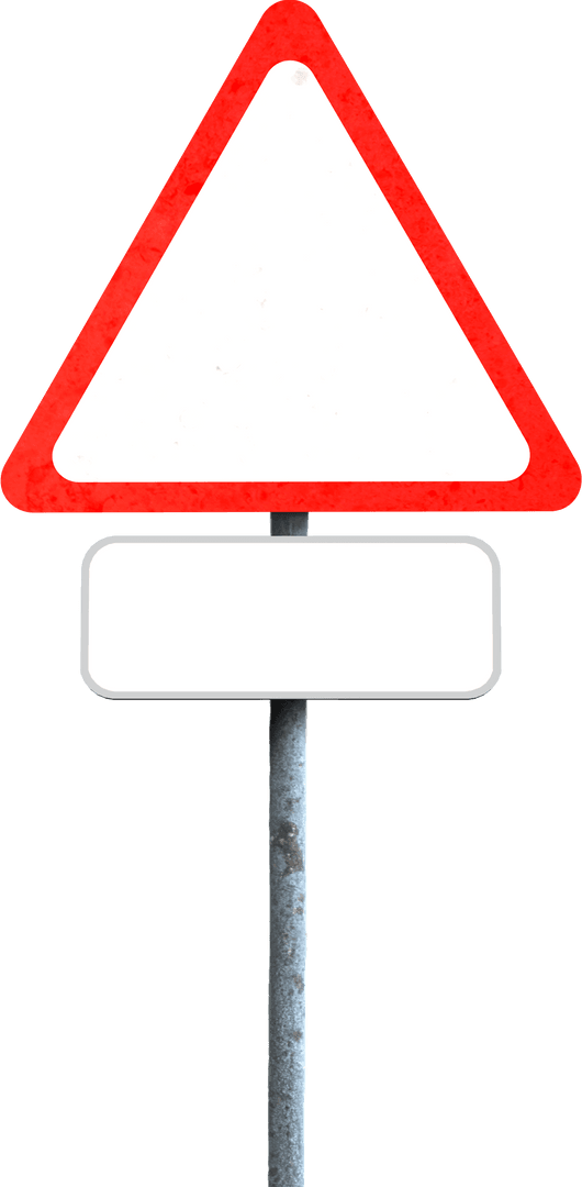 Transparent Blank Triangle Road Sign for Copy Space