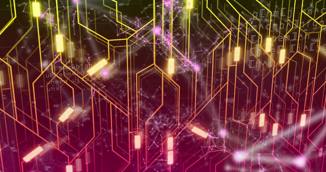 Futuristic Digital Network with Neon Circuit Patterns