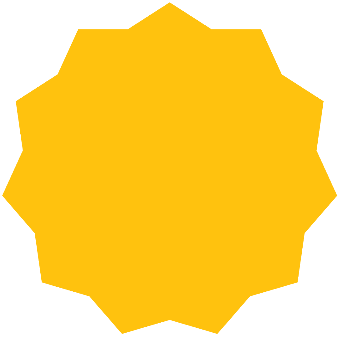 Yellow Star Shape Vector on Transparent Background