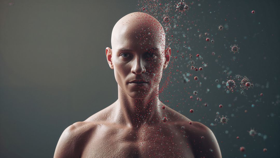 Futuristic Abstract Male Figure with Dissolving Effects