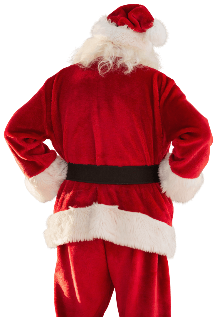 Transparent Back View of Santa Claus with Christmas Suit