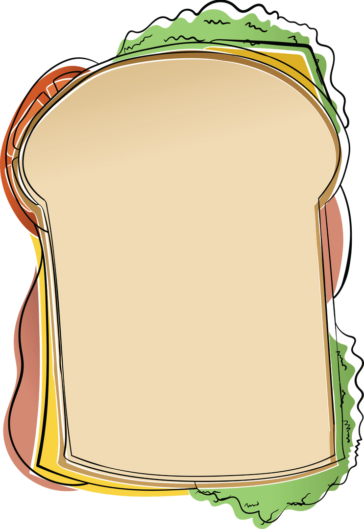 Colorful Sandwich Illustration with Transparent Bread Background