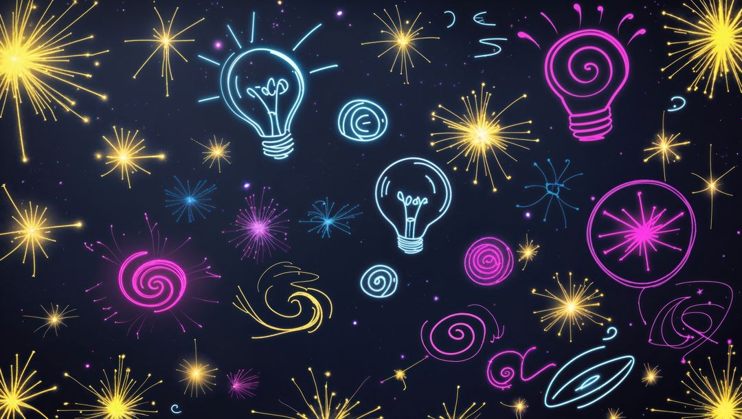Cosmic Neon Thoughts and Ideas Concept