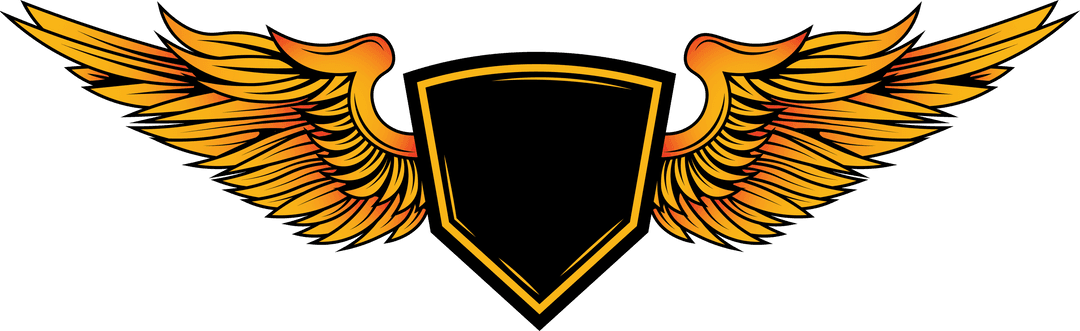 Golden Wings Spread Design on Transparent Background