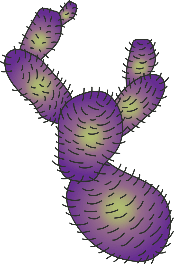 Transparent Purple Cactus Illustration with Green Centers