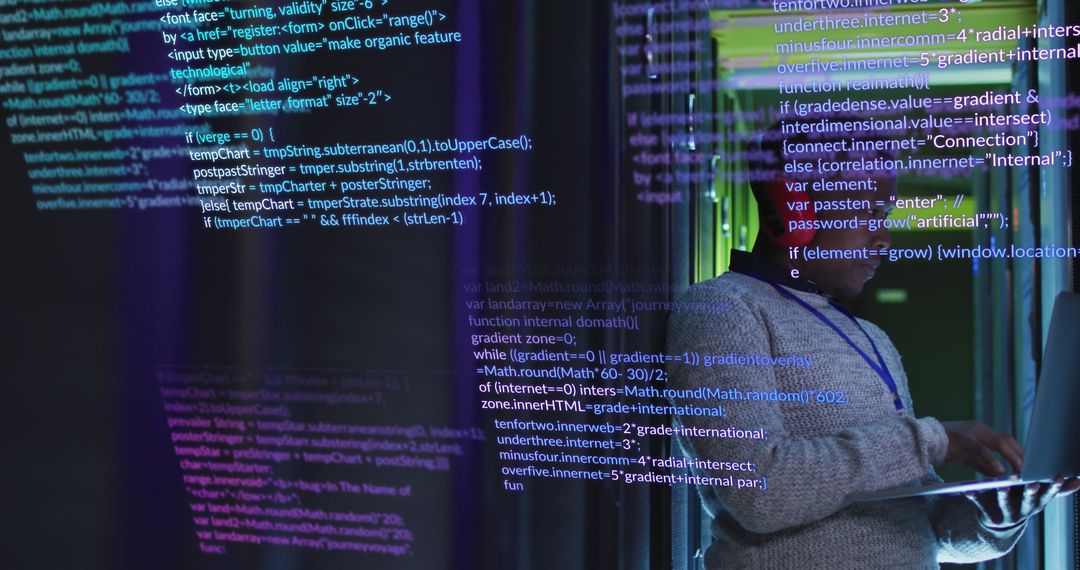 Focused Programmer Analyzing Code in Dimly Lit Tech Environment - Free Images, Stock Photos and Pictures on Pikwizard.com