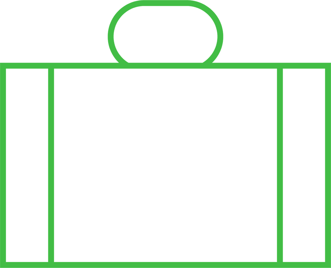 Green Box Outline with Handle on Transparent Background