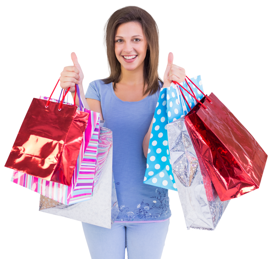 Woman Holding Shopping Bags with Thumbs Up Gesture, Transparent Background - Download Free Stock Images Pikwizard.com