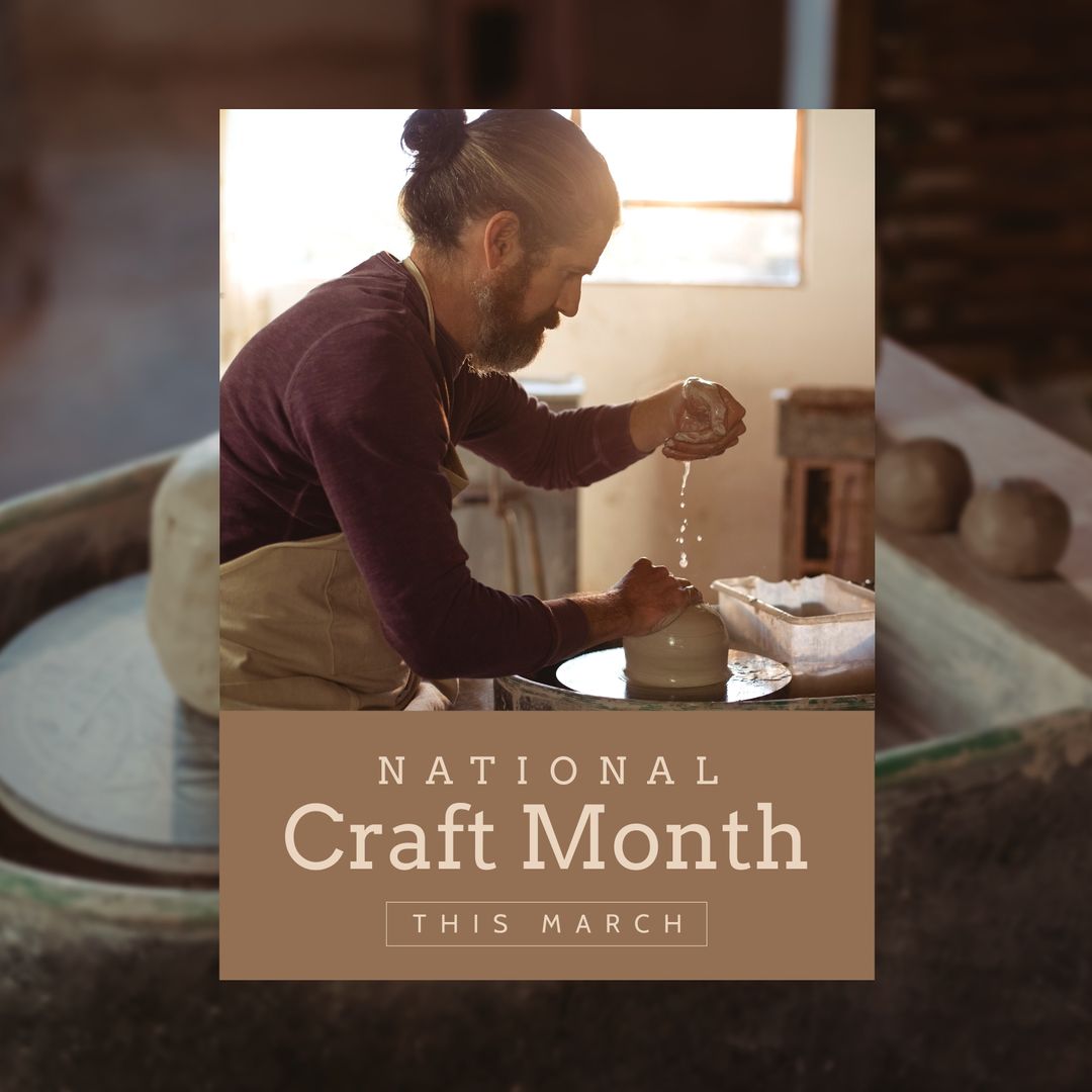 Dedicated Potter Shaping Clay for National Craft Month in Studio