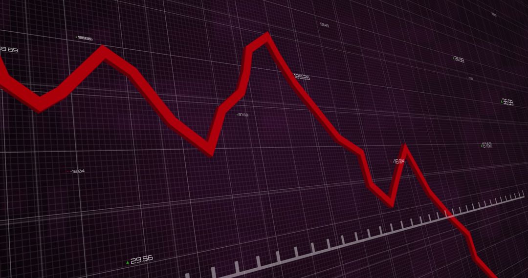 Dynamic Red Line Graph on Digital Black Grid Background