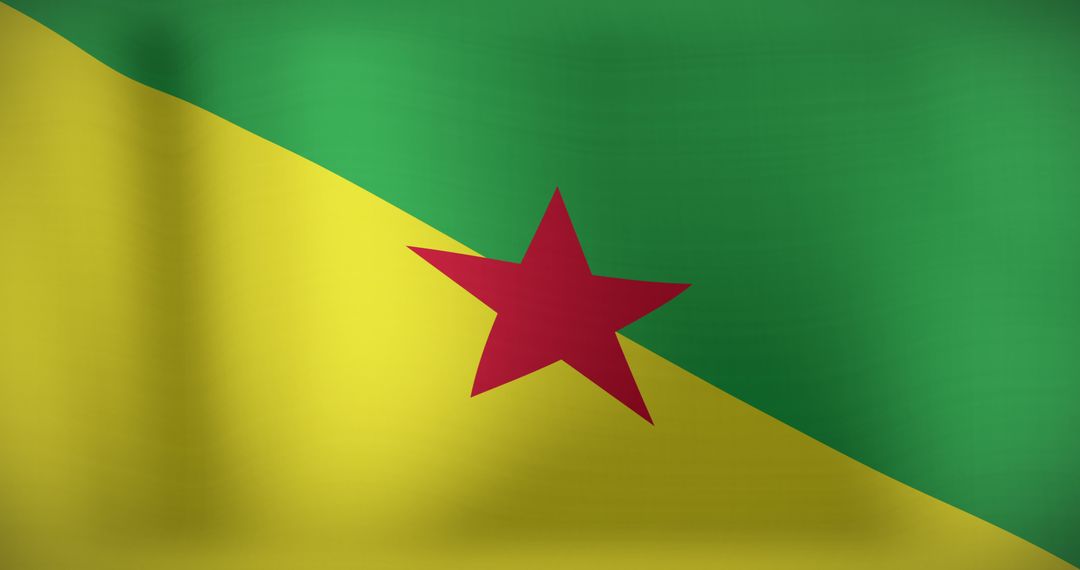 French Guiana Flag with Bold Red Star Waving