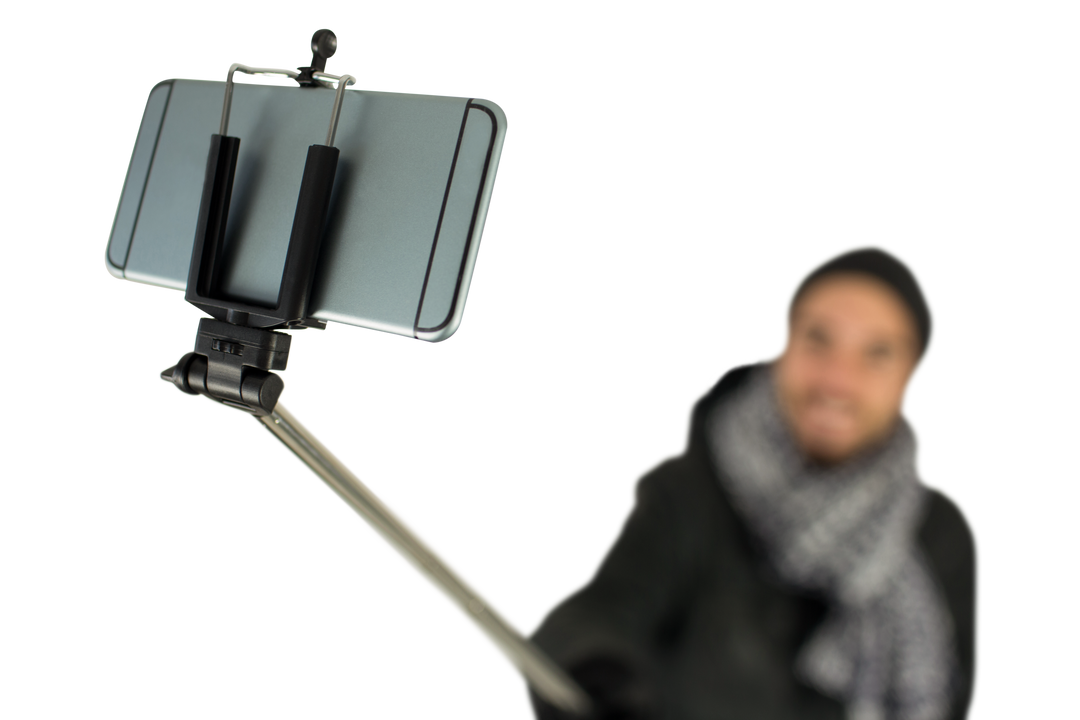 Smiling Biracial Man Taking Selfie with Smartphone on Transparent Background - Download Free Stock Images Pikwizard.com