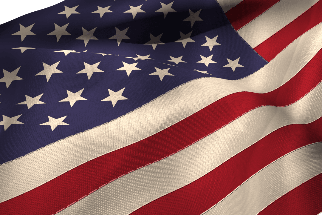 Realistic USA Flag on Transparent Background for Designs