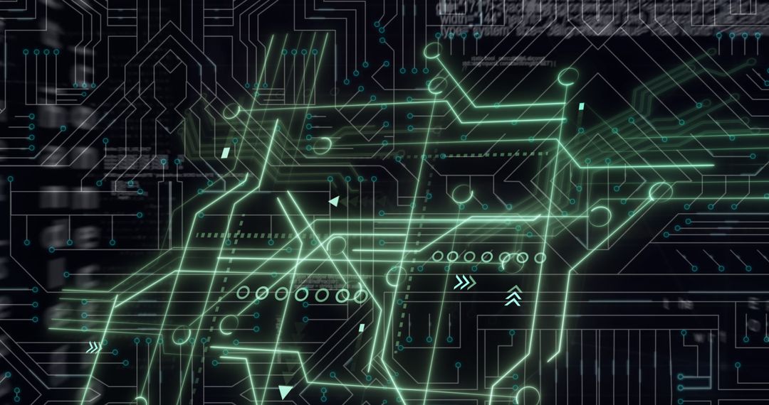 Futuristic Digital Circuit Board with Virtual Data