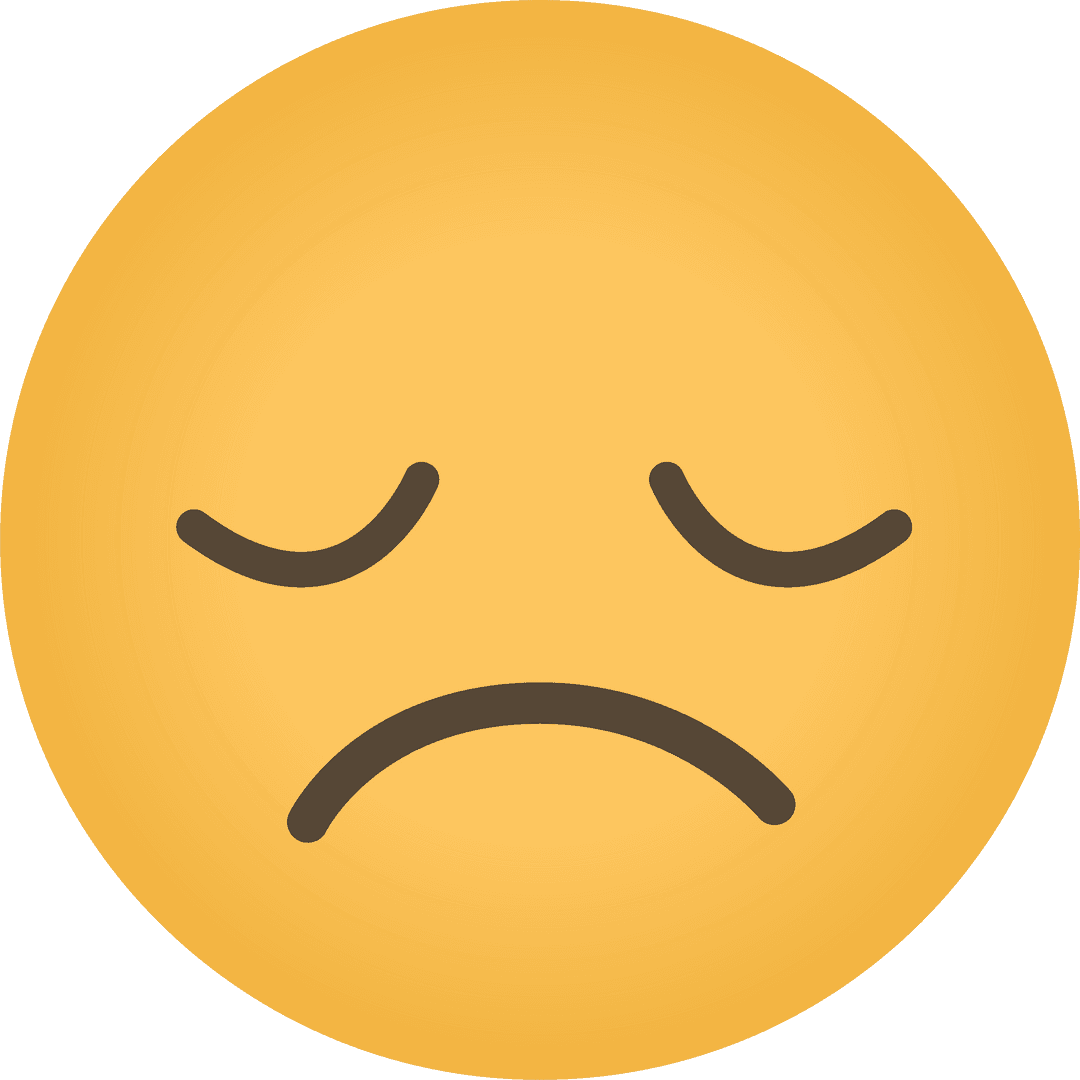 Sad Face Emoji with Transparent Background Reflecting Unhappiness